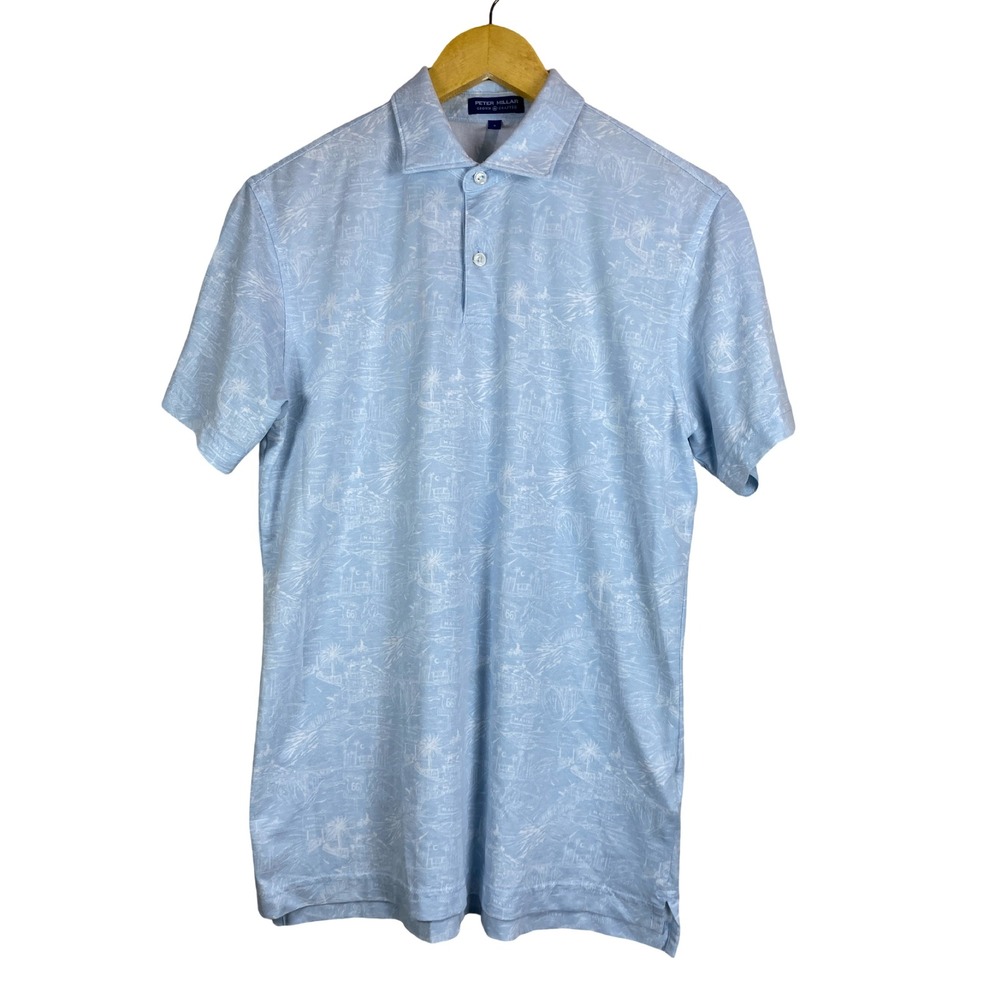 Peter Millar Crown Crafted Mens Light Blue Route 66 Malibu Polo Shirt MS22EK580S